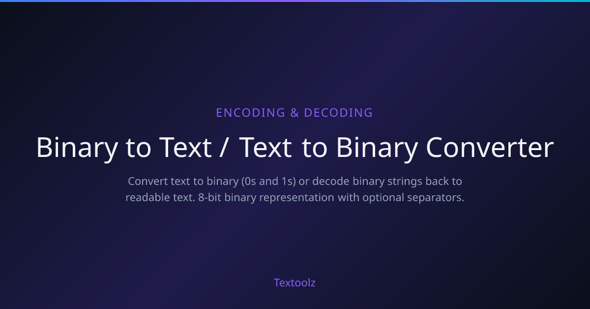 Binary to Text / Text to Binary Converter - Free Online Tool | Textoolz