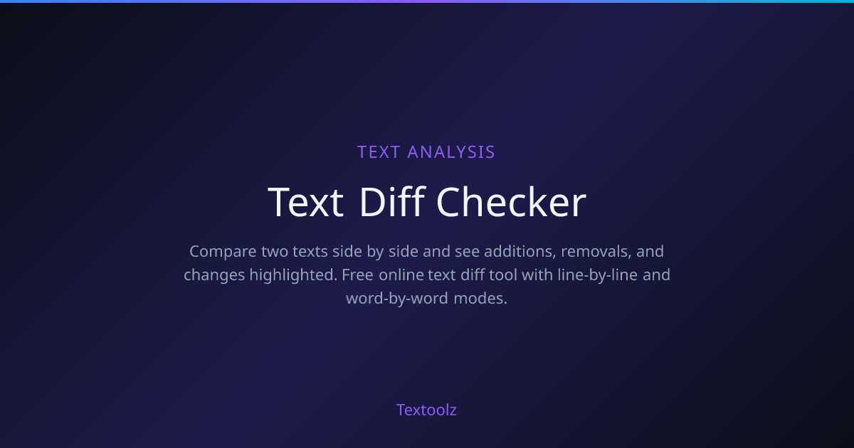 Text Diff Checker - Free Online Tool | Textoolz